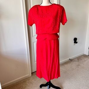 Vintage CHARLES BIANCO Italian Collection Silk Structured Skirt Set—SZ. 8